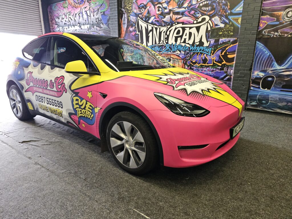 Tesla digital prints car wrap